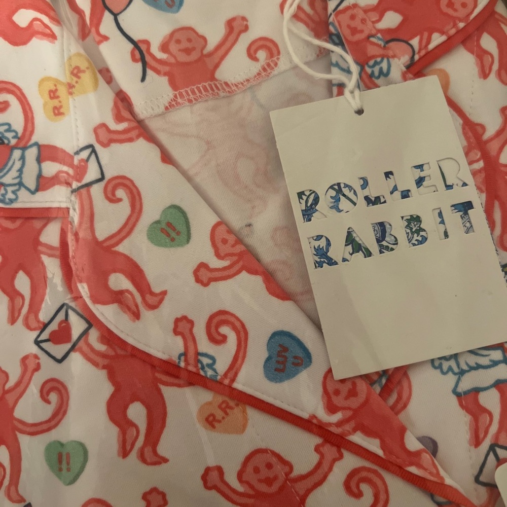 Roller Rabbit Be My Monkey Valentine's Day Polo Pajamas